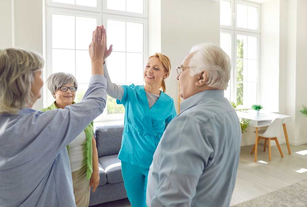 Senior people retirement home activity